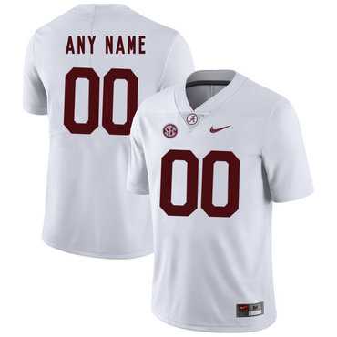 Mens Alabama Crimson Tide White Customized College Football Jersey